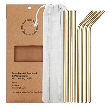 YIHONG 10.5" Stainless Steel Straws 8 pcs Set