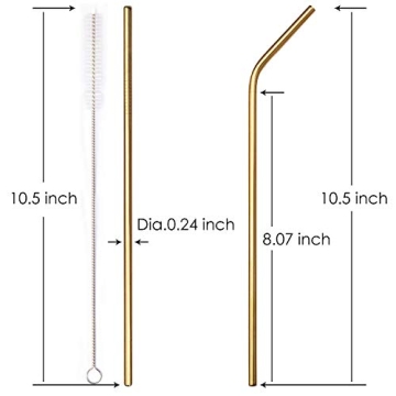 YIHONG 10.5" Stainless Steel Straws 8 pcs Set