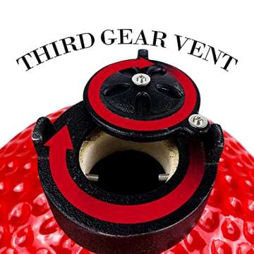 London Sunshine Ceramic Kamado Charcoal BBQ Grill and Smoker, Stainless Steel Grates -15" Ceramic with Tall Stand (RED)