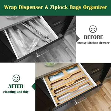 Bamboo 5-In-1 Foil and Wrap Organizer with Cutter