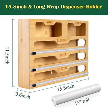 Bamboo 5-In-1 Foil and Wrap Organizer with Cutter