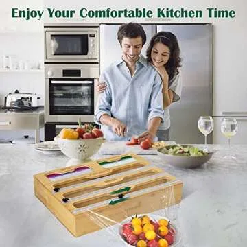 Bamboo 5-In-1 Foil and Wrap Organizer with Cutter