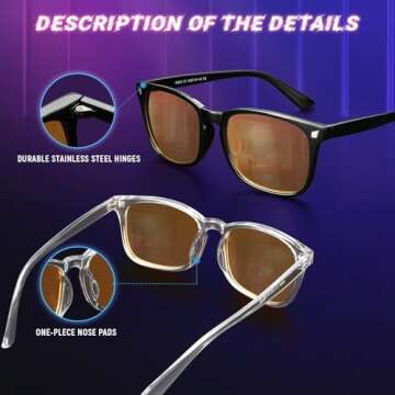 livho Blue Light Blocking Glasses, Computer Reading/Gaming/TV/Phones Glasses for Women Men,Anti Eyestrain & UV Glare
