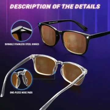 livho Blue Light Blocking Glasses, Computer Reading/Gaming/TV/Phones Glasses for Women Men,Anti Eyestrain & UV Glare