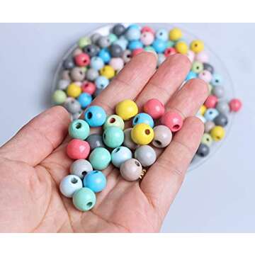 10mm Wooden Beads 300 Colored Wood Beads with 3mm Hole for Craft/Jewelry Making, Assorted Colors Pai...