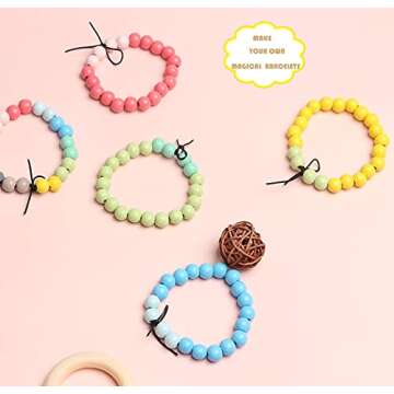 10mm Wooden Beads 300 Colored Wood Beads with 3mm Hole for Craft/Jewelry Making, Assorted Colors Painted Round Wood Loose Beads for Kids Crafts, 10 Colors