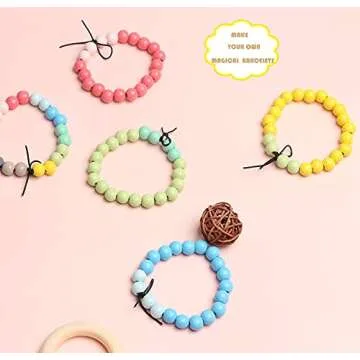 10mm Wooden Beads 300 Colored Wood Beads with 3mm Hole for Craft/Jewelry Making, Assorted Colors Painted Round Wood Loose Beads for Kids Crafts, 10 Colors