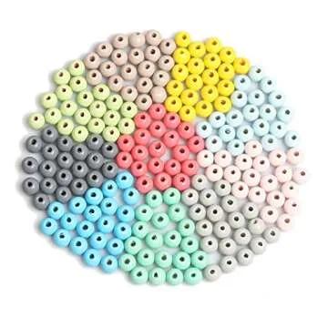 10mm Wooden Beads 300 Colored Wood Beads with 3mm Hole for Craft/Jewelry Making, Assorted Colors Painted Round Wood Loose Beads for Kids Crafts, 10 Colors