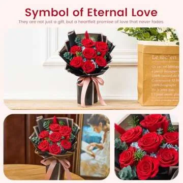 Mosstory Flower Bouquet 7-Piece Preserved Roses Bouquet Gift for Women Wife Wedding Anniversary Birthday (Red Roses
