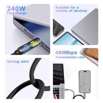 240W 4-in-1 USB-C Fast Charging Cable for All Devices