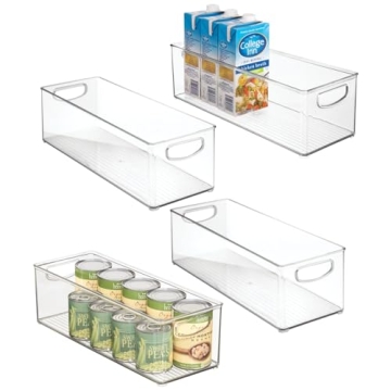 mDesign Stackable Kitchen Organizer Bins - Clear 4 Pack