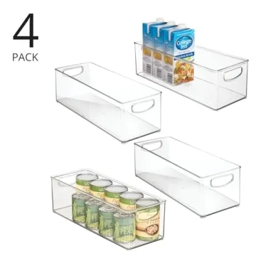mDesign Stackable Kitchen Organizer Bins - Clear 4 Pack