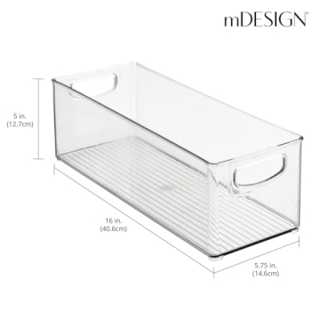 mDesign Stackable Kitchen Organizer Bins - Clear 4 Pack