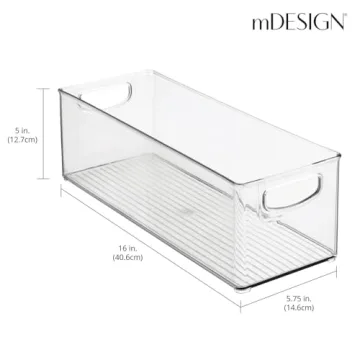 mDesign Stackable Kitchen Organizer Bins - Clear 4 Pack