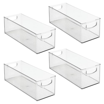 mDesign Stackable Kitchen Organizer Bins - Clear 4 Pack