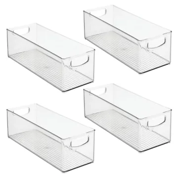 mDesign Stackable Kitchen Organizer Bins - Clear 4 Pack