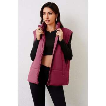 AMEBELLE Women's Oversized Puffer Vest Winter Quilted Lightweight Stand Collar Warm Padded Gilet Sle...