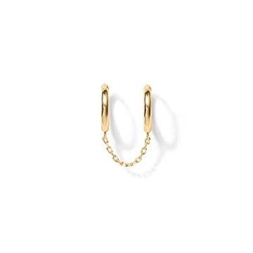 PAVOI 14K Gold Chain Earrings for Women - Stylish Huggie Hoops