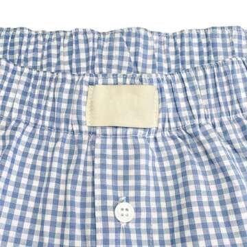 Women Y2k Pajamas Shorts Micro Button Boxers Elastic Waist Cute Pj Bottoms Summer Plaid Lounge Short (A White Blue, M)