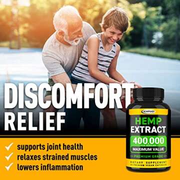 Hempship Hemp Oil Capsules 400,000 - Immune Support and Energy Booster - Made in USA - Omega 3-6-9 - Non GMO - 60 Vegan Capsules