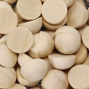 Shapenty Half Round Unfinished Wooden Balls Smooth Split Wood Ball Beads for Christmas Ornaments Painting Woodworking Crafting Projects DIY Wreaths Home Table Decoration, 100PCS (20mm)
