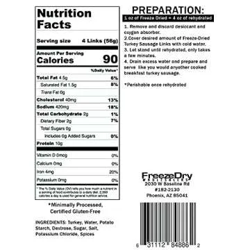 Freeze Dry Wholesalers Freeze Dried Breakfast Turkey Sausage | Backpacking & Camping Food | Gluten-F...