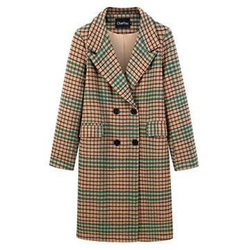 Stylish CHARTOU Women's Plaid Peacoat - Warm & Elegant for Winter
