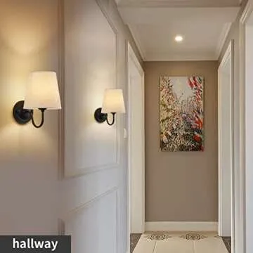 YXTH Wall Sconces Set of 2, Wall Sconce with Fabric Shades, Indoor Wall Lamp Industrial Wall Light Bathroom Vanity Light Fixture, Black Sconces Wall Lighting for Bedroom Living Room Kitchen