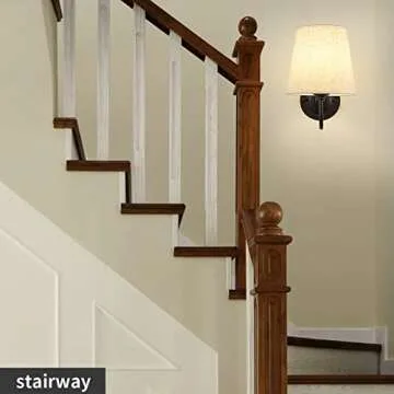 YXTH Wall Sconces Set of 2, Wall Sconce with Fabric Shades, Indoor Wall Lamp Industrial Wall Light Bathroom Vanity Light Fixture, Black Sconces Wall Lighting for Bedroom Living Room Kitchen