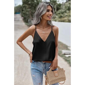 Zeagoo Women's Satin V Neck Tank Top - Summer Essential