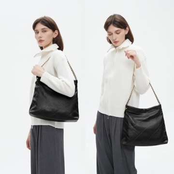 DORIS&JACKY Quilted Leather Tote Bag for Women