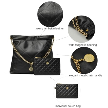 DORIS&JACKY Quilted Leather Tote Bag for Women