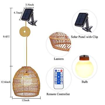 Wonder Solar Chandelier Outdoor Lanterns - Solar Hanging Lantern with Remote Outdoor Pendant Lights ...