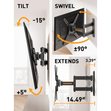 Full Motion TV Wall Mount for 26-50 Inch TVs