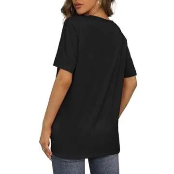 Womens Summer Tops Casual V Neck Short Sleeve T Shirts Plus Size