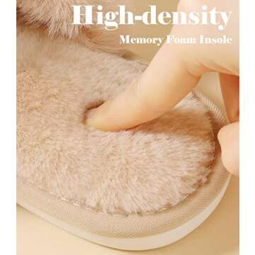 Ankis Camel Womens Fuzzy Slippers - 2Pair Cozy, Soft, Comfy, Relax Fluffy Slippers, Cross Band, Open Toe, Non-slip Womens Slippers, Indoor and Outdoor Fluffy Slippers