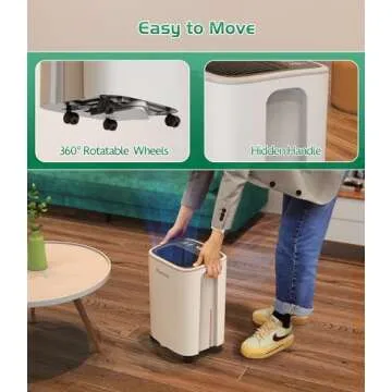 Dehumidifier 2500 Sq.Ft 30 Pint, Dehumidifiers with Drain Hose, 0.66 Gallon Water Tank, RUWORA Dehumidifiers for Home Basement Bedroom Bathroom, Overflow Protection, 24H Timer