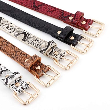 Women Fashion Snakeskin Print PU Leather Waist Belt