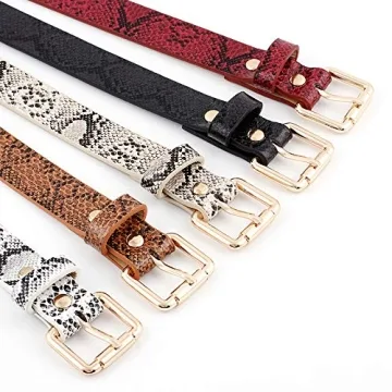 Women Fashion Snakeskin Print PU Leather Waist Belt