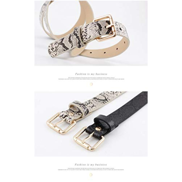 Women Fashion Snakeskin Print PU Leather Waist Belt