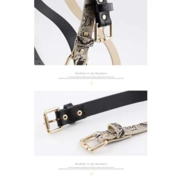 Women Fashion Snakeskin Print PU Leather Waist Belt