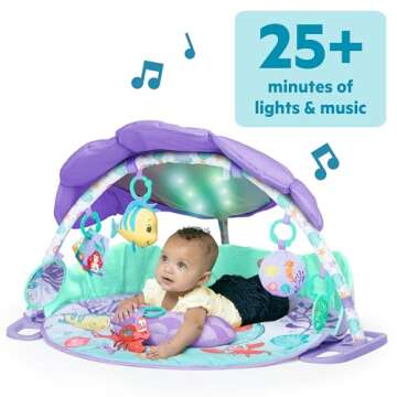 Bright Starts Disney Baby The Little Mermaid Twinkle Trove Light-Up Musical Baby Activity Gym with T...