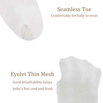 Meeshine Infant Baby Girls Boys Ruffle Socks Kids Frilly Turn Cuff Cotton Mesh Dress Ankle Socks for Toddler 0-3T