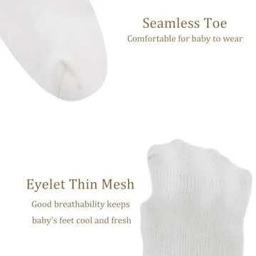 Meeshine Infant Baby Girls Boys Ruffle Socks Kids Frilly Turn Cuff Cotton Mesh Dress Ankle Socks for Toddler 0-3T