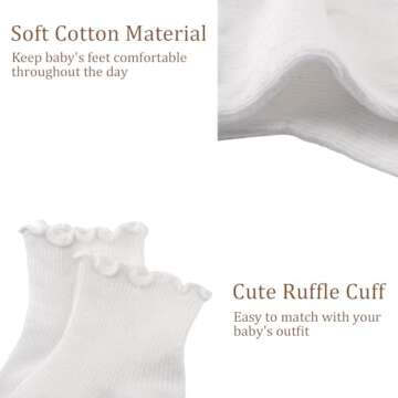Meeshine Infant Baby Girls Boys Ruffle Socks Kids Frilly Turn Cuff Cotton Mesh Dress Ankle Socks for Toddler 0-3T
