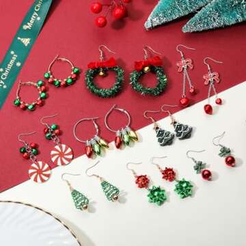 Moiegouct Christmas Dangle Earrings for Women - Festive Jewelry