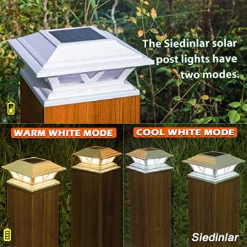 SIEDiNLAR Solar Post Lights Outdoor 2 Modes LED Fence Deck Cap Light for 4x4 5x5 6x6 Posts Garden Pa...