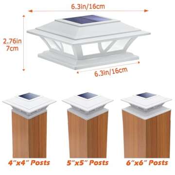 SIEDiNLAR Solar Post Lights Outdoor 2 Modes LED Fence Deck Cap Light for 4x4 5x5 6x6 Posts Garden Patio Decoration Warm White/Cool White Lighting White (2 Pack)