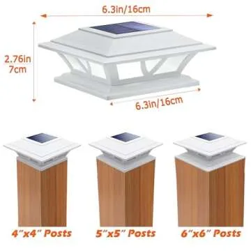 SIEDiNLAR Solar Post Lights Outdoor 2 Modes LED Fence Deck Cap Light for 4x4 5x5 6x6 Posts Garden Patio Decoration Warm White/Cool White Lighting White (2 Pack)