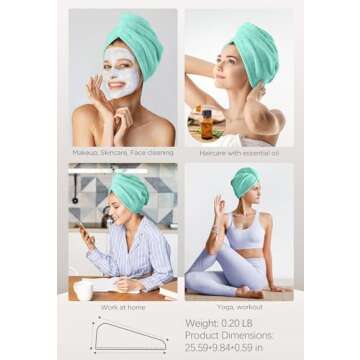 Hicober Microfiber Hair Towel, 3 Packs Hair Turbans for Wet Hair, Drying Hair Wrap Towels for Curly Hair Women Anti Frizz (Pink,Purple,Green)